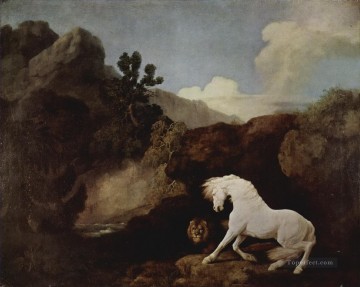  asustado Obras - George aplasta un caballo asustado por un león 1770